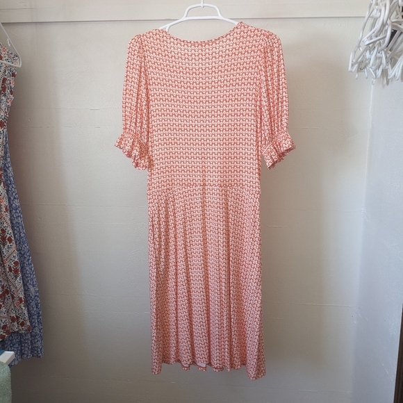 Boden Size 8 Fit and Flare Dress Orange and White Tulip Floral Pattern - Picture 3 of 4